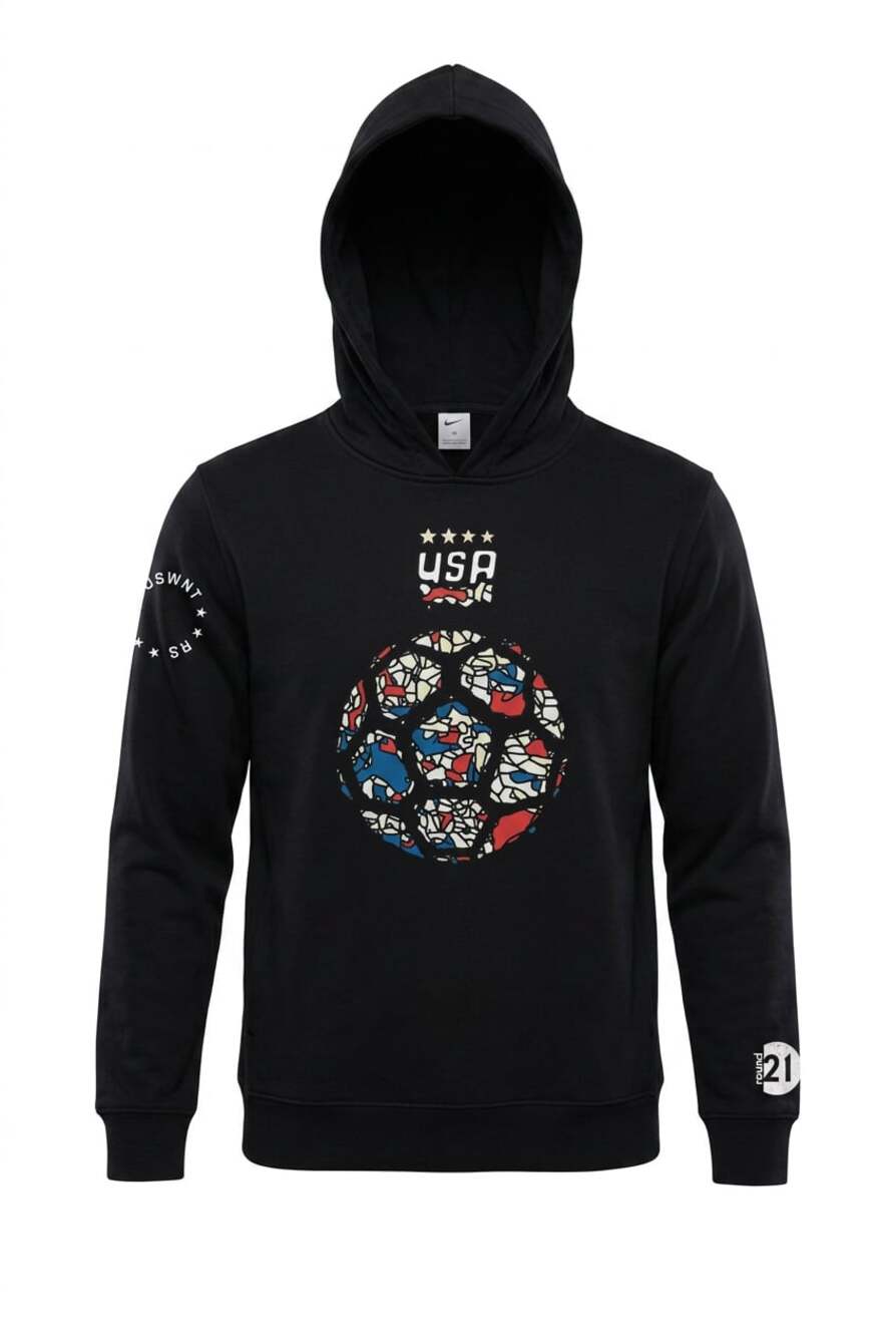 Round 21 USWNT Geometric Soccer Ball Logo Graphic Hoodie